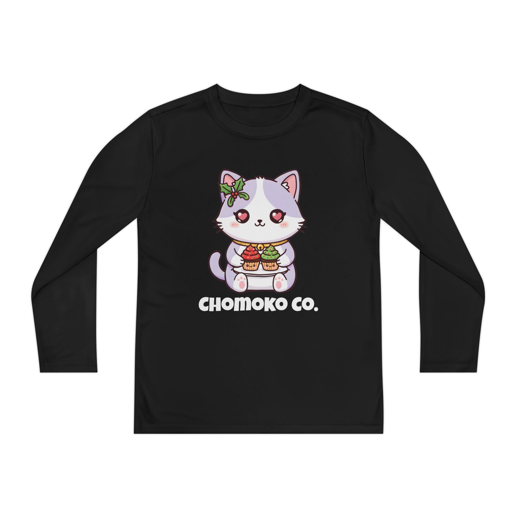 Nori with Christmas Cupcakes Youth Long Sleeve Competitor Tee