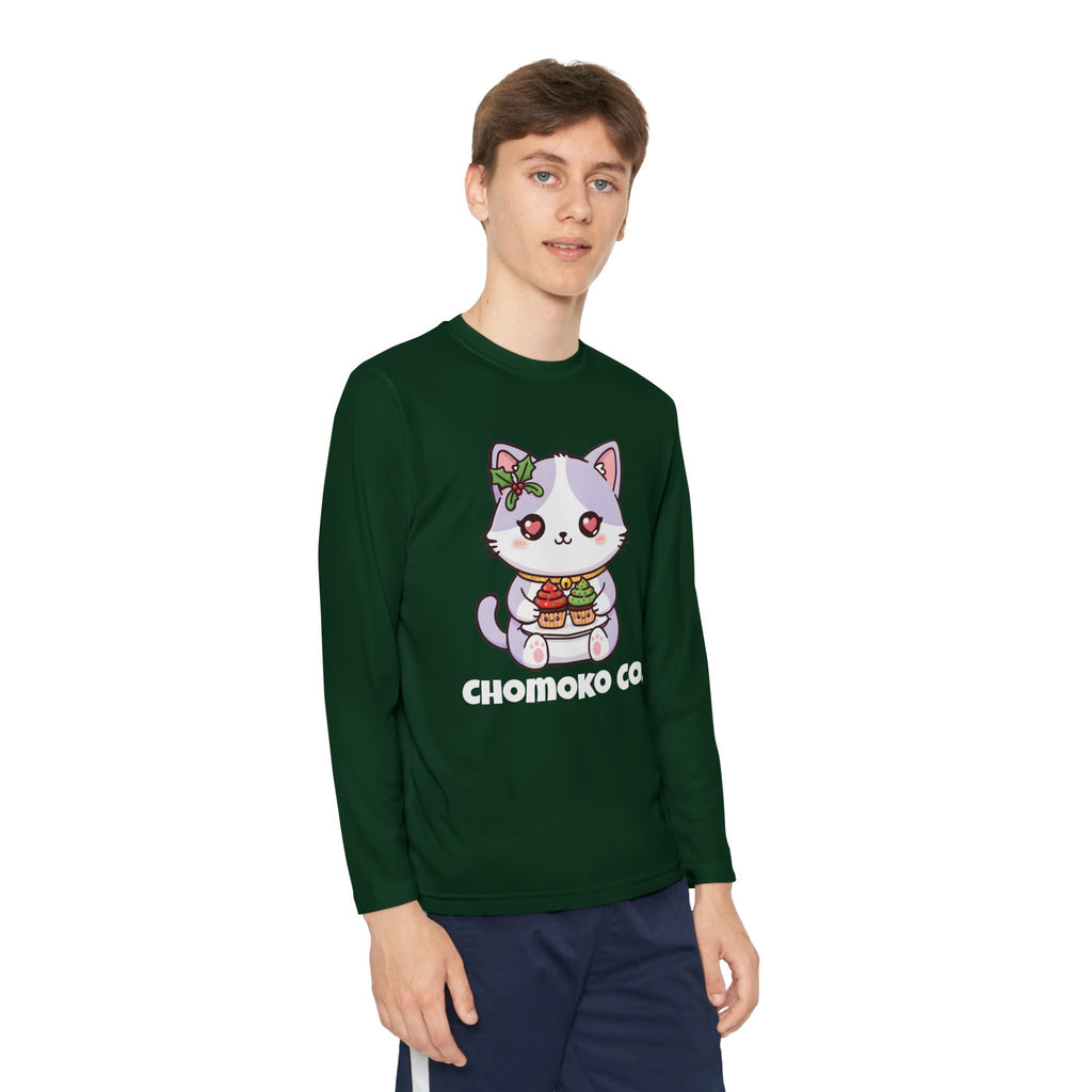 Nori with Christmas Cupcakes Youth Long Sleeve Competitor Tee