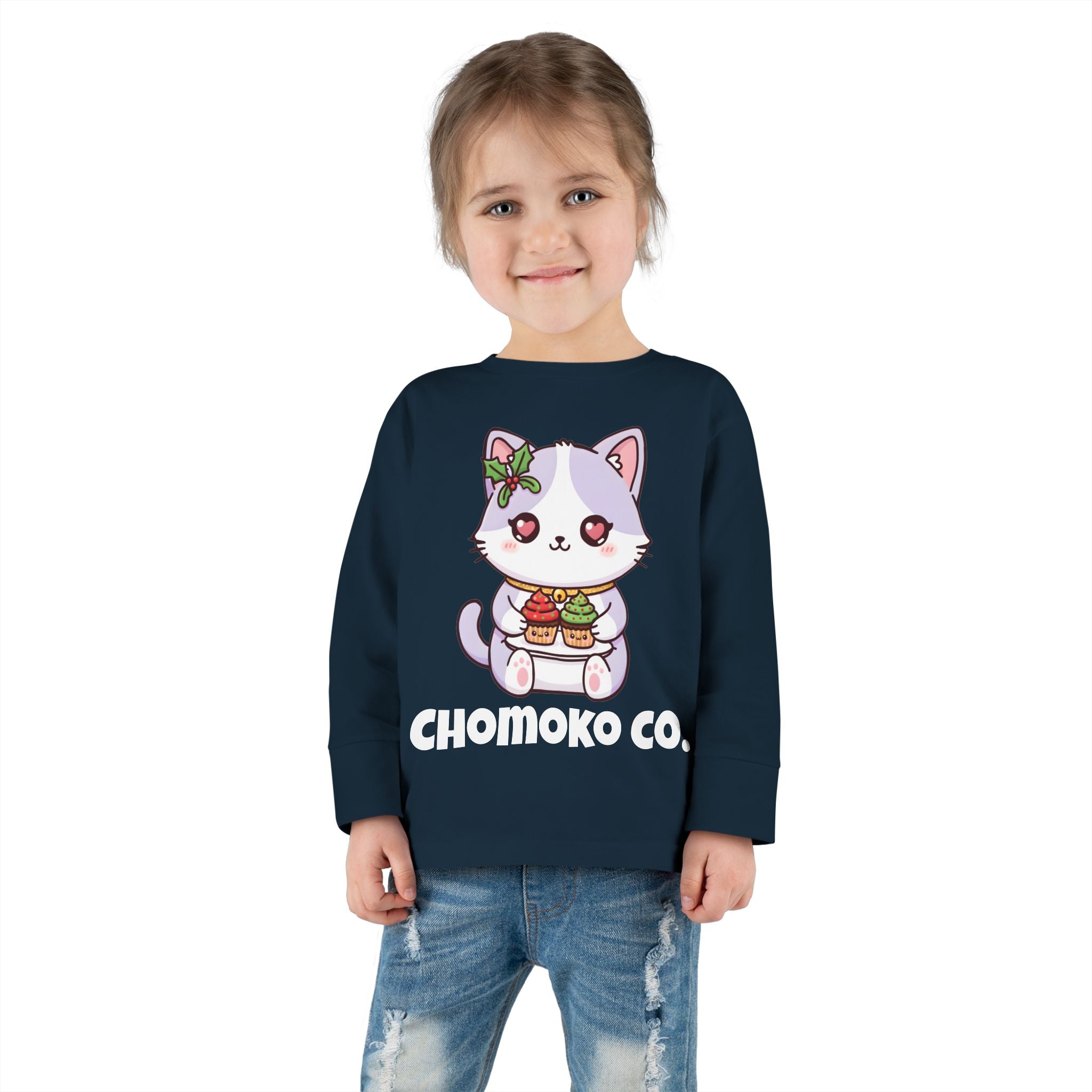 Nori with Christmas Cupcakes Toddler Long Sleeve Tee