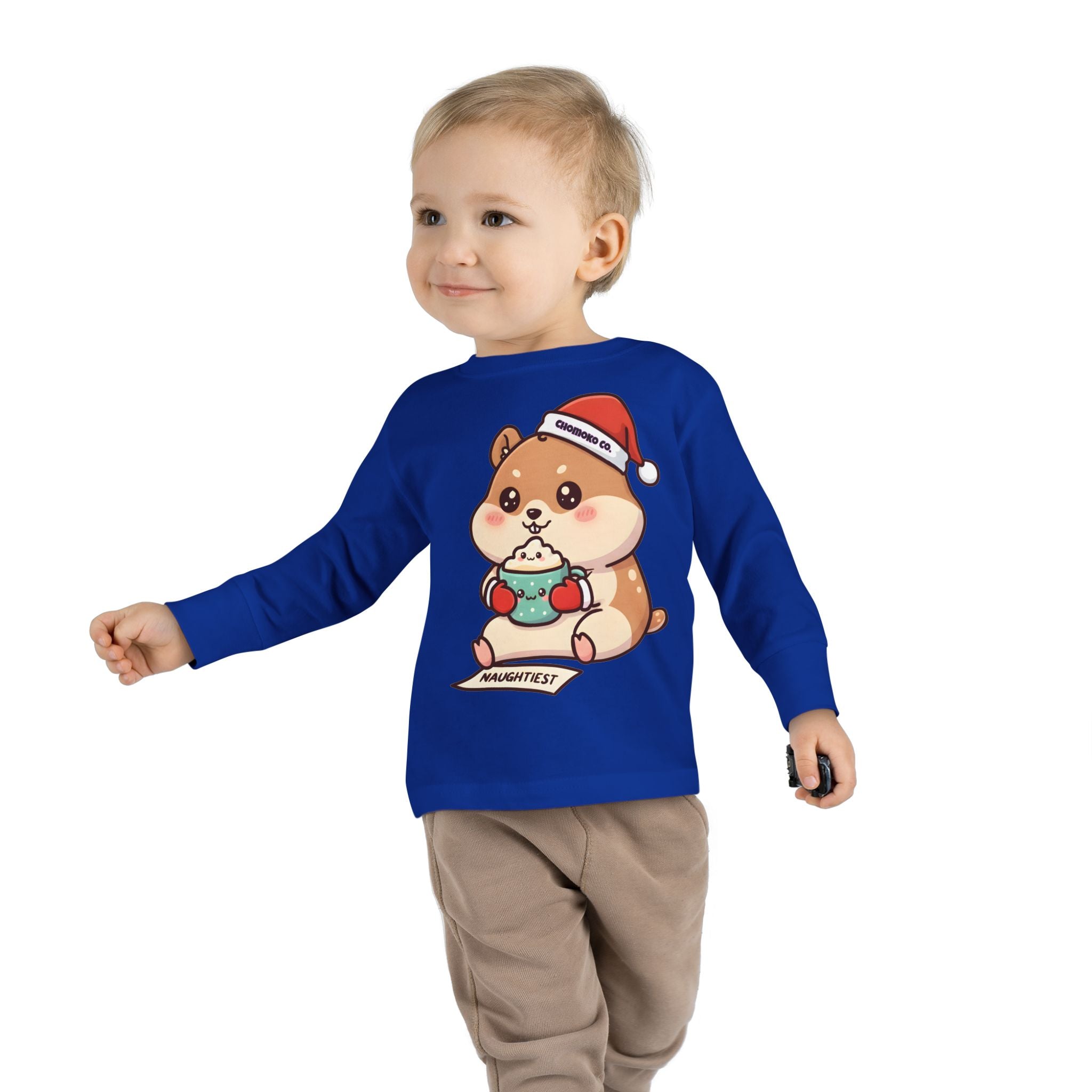 Atsu drinking Eggnog Toddler Long Sleeve Tee