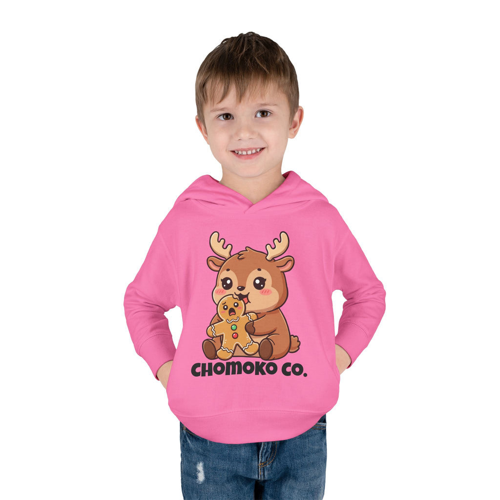 Haru eating a Gingerbread Man Toddler Pullover Fleece Hoodie