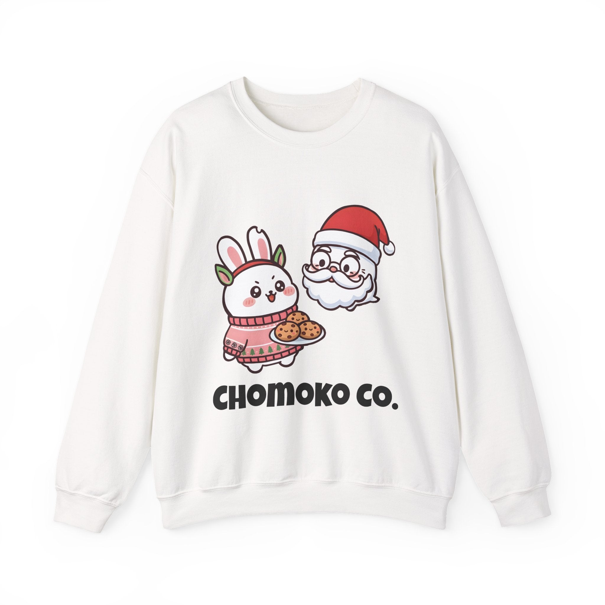 Chomoko with Oji dressed as Santa Cookie Plate Sweatshirt | CHOMOKO CO.