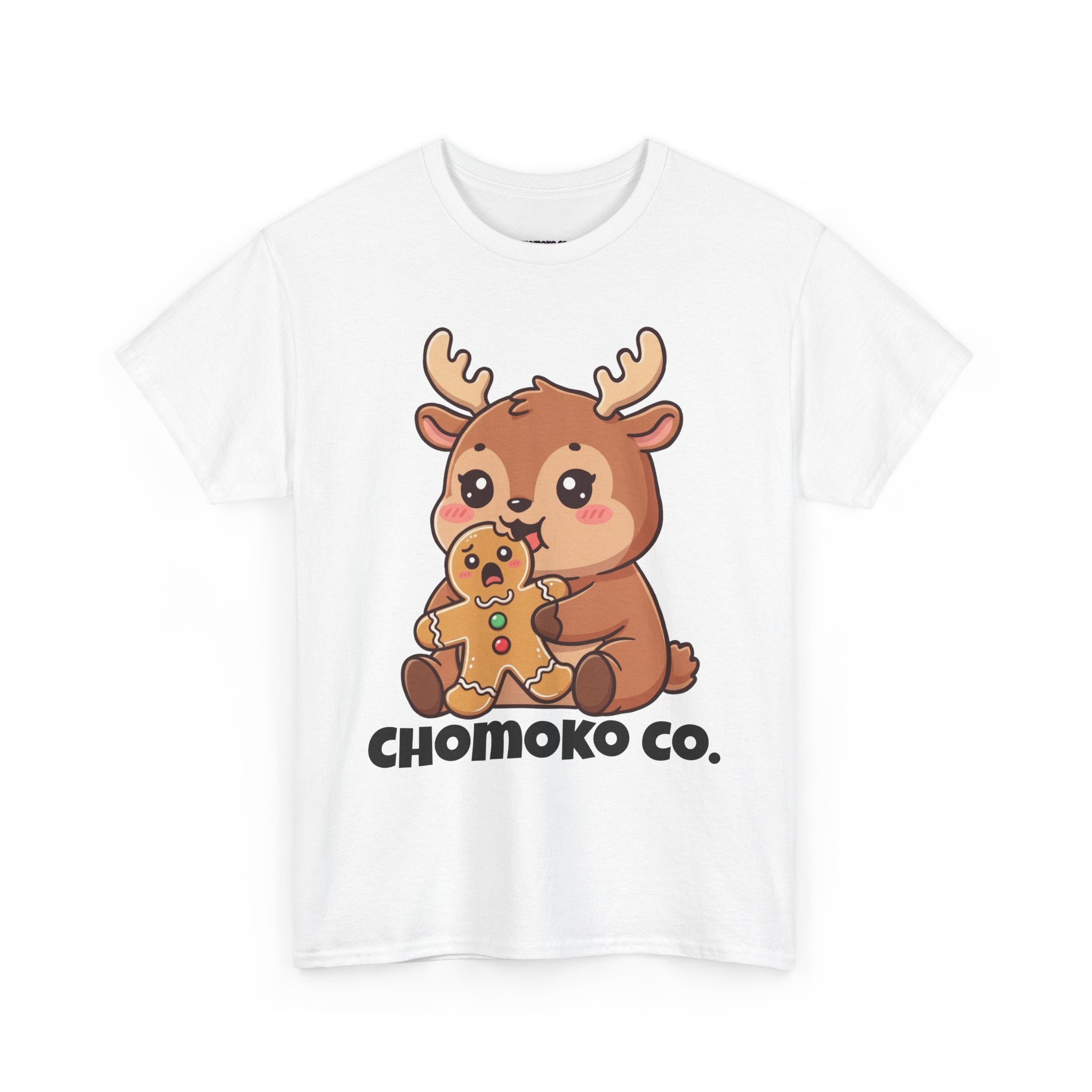 Haru eating a Gingerbread Man Sharing Tee | Christmas Cute Holiday Shirt