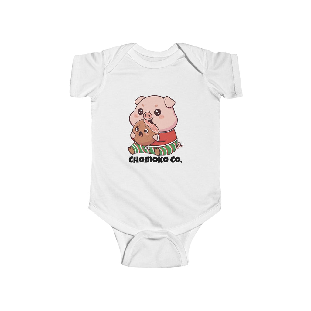 Okui in Christmas pajamas Infant Fine Jersey Bodysuit