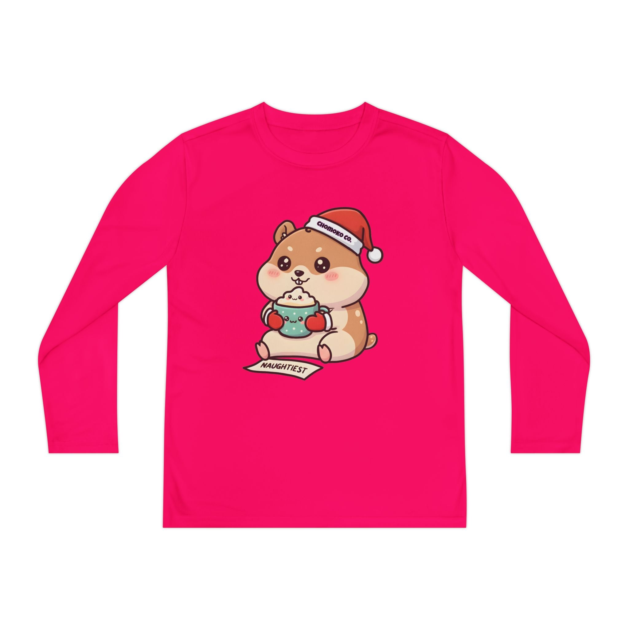 Atsu drinking Eggnog Youth Long Sleeve Competitor Tee