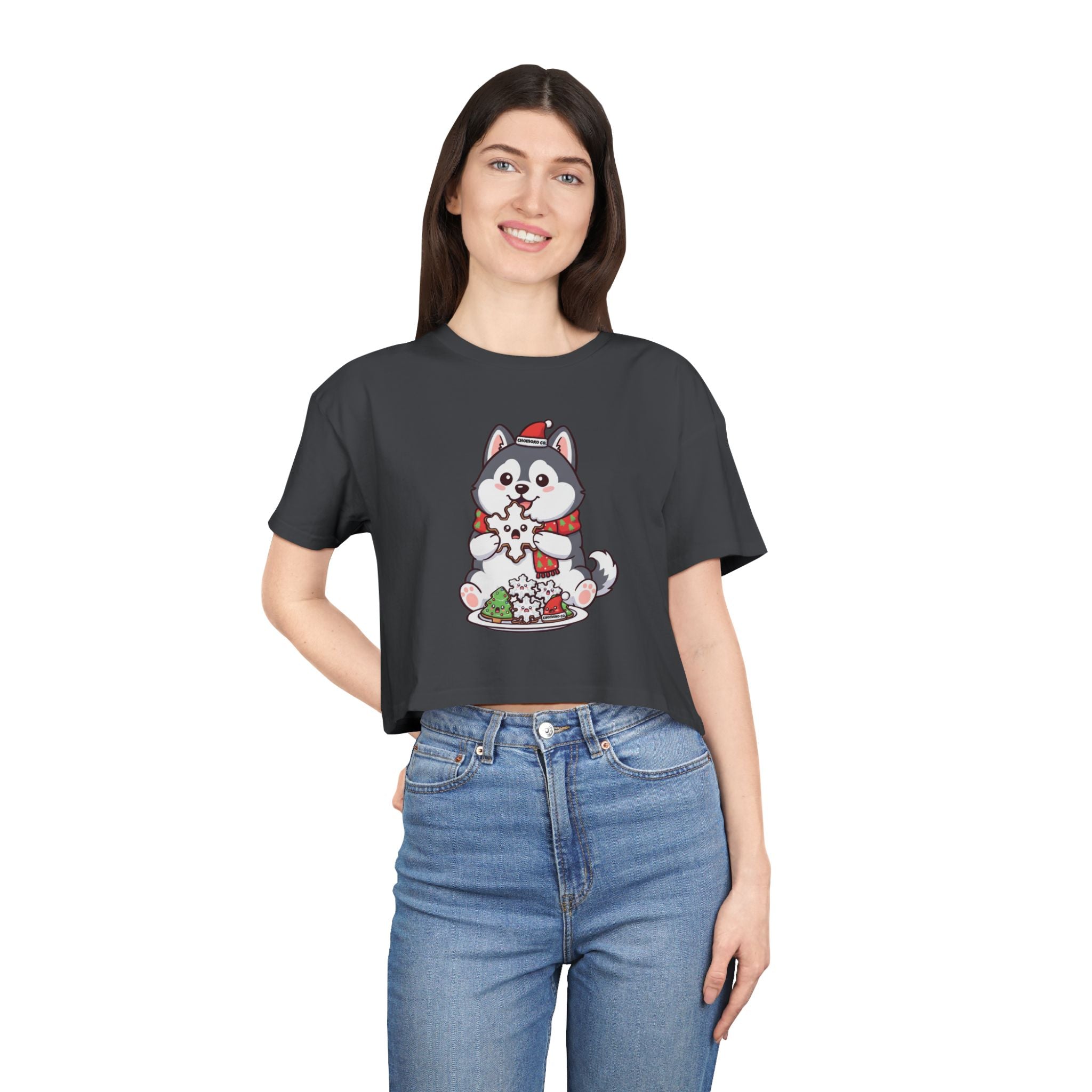 Koda eating Sugar cookies Women's Crop Tee