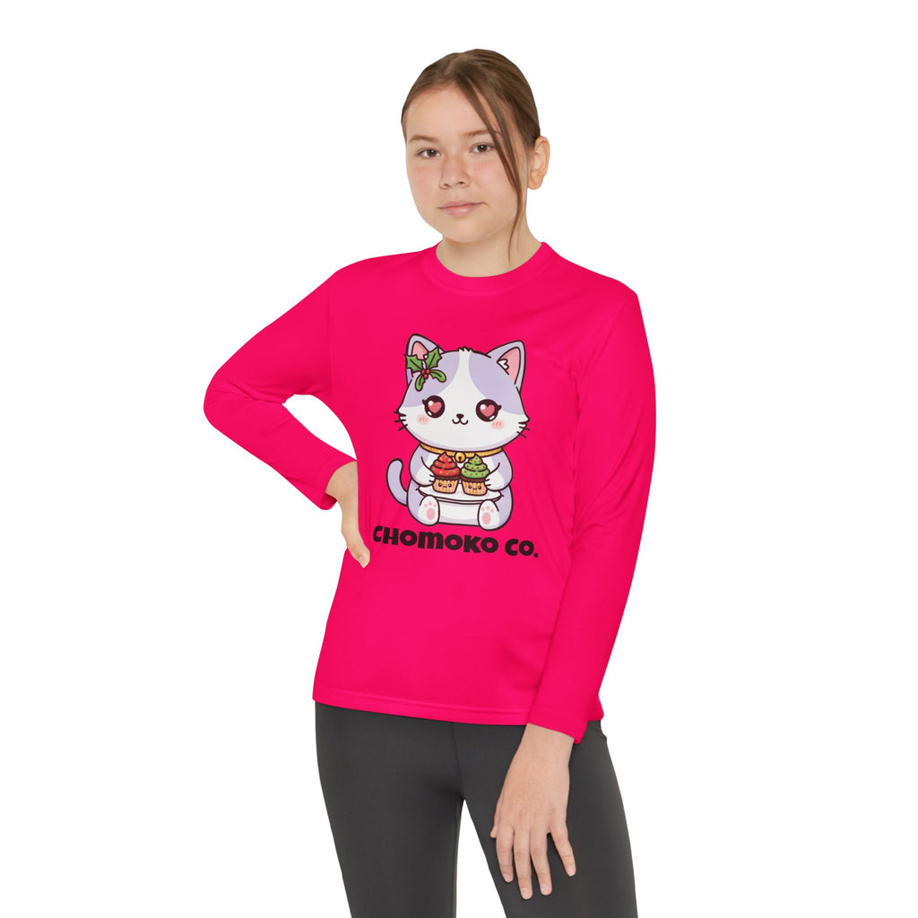 Nori with Christmas Cupcakes Youth Long Sleeve Competitor Tee