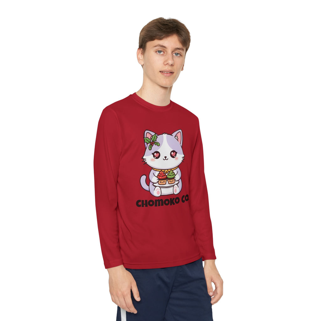 Nori with Christmas Cupcakes Youth Long Sleeve Competitor Tee