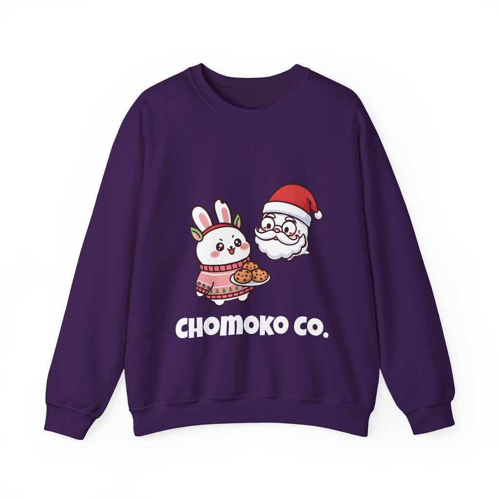 Chomoko with Oji dressed as Santa Cookie Plate Sweatshirt | CHOMOKO CO.