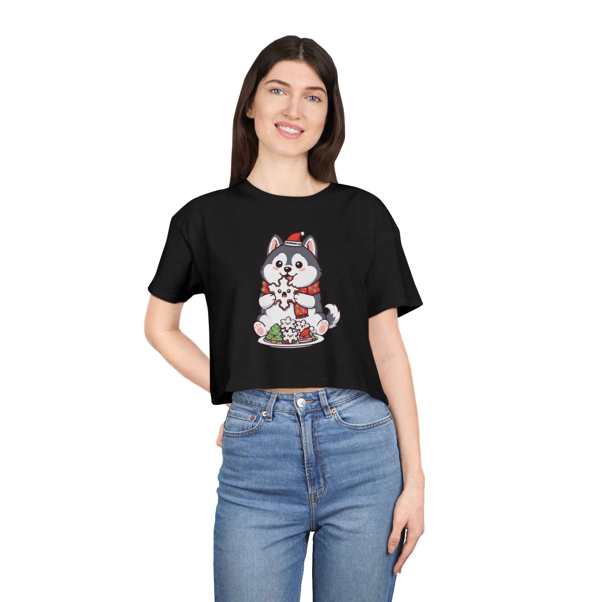 Koda eating Sugar cookies Women's Crop Tee