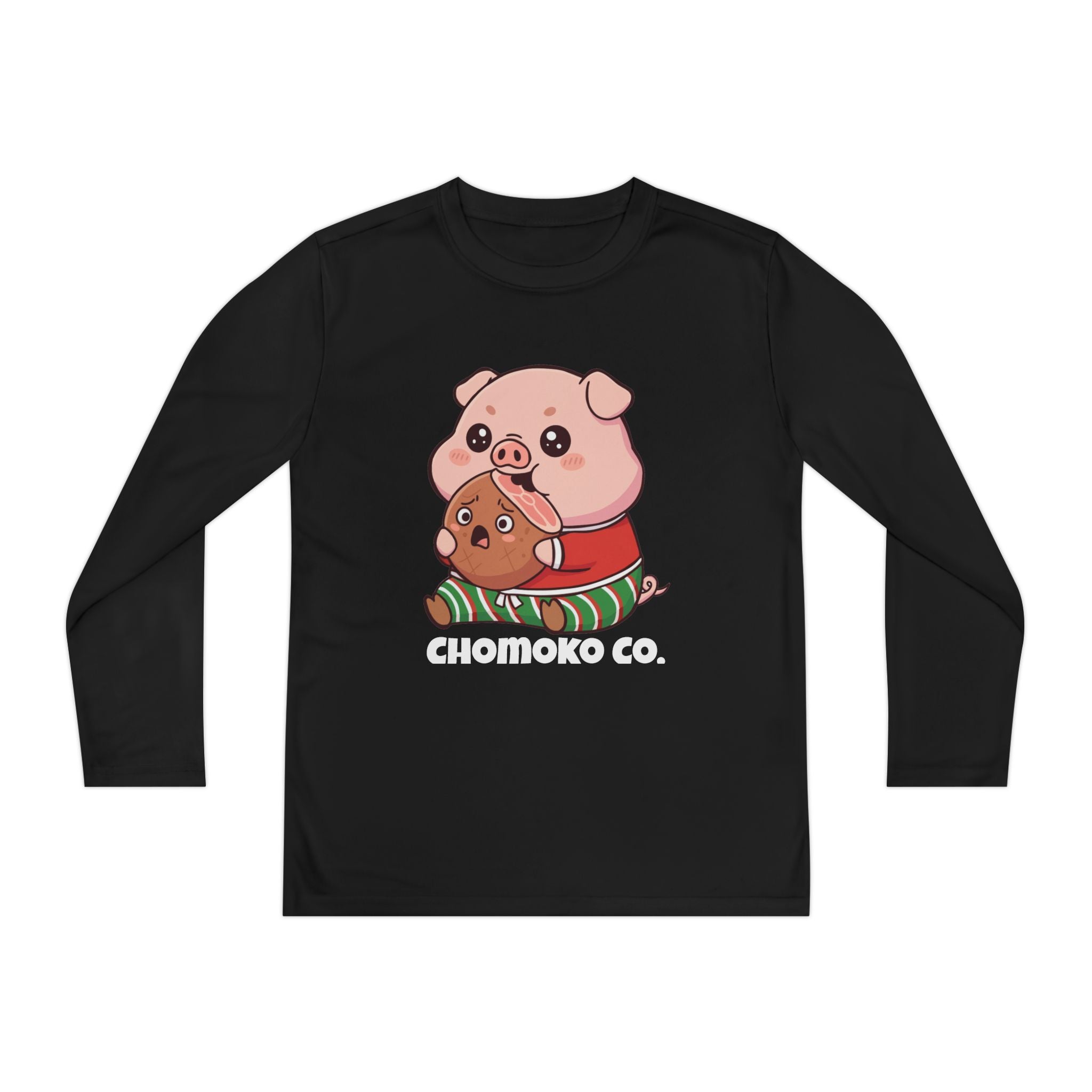 Okui in Christmas pajamas Youth Long Sleeve Competitor Tee